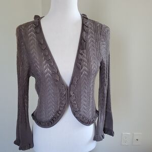 Elegant Brown Knit Cardigan
